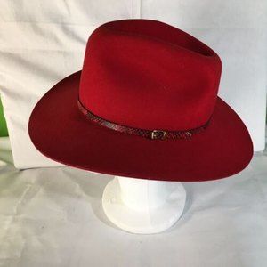 RED ~ WW281 CINDY ~ STETSON STALLION PURE WOOL COWBOY HAT 6 7/8 WOMEN'S ~USED~